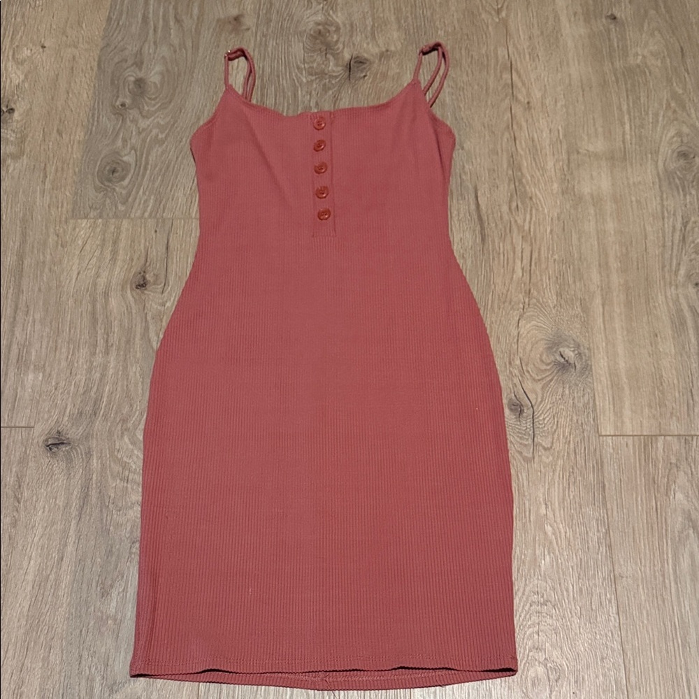 Lulu's Coral Button-Front Mini Dress
